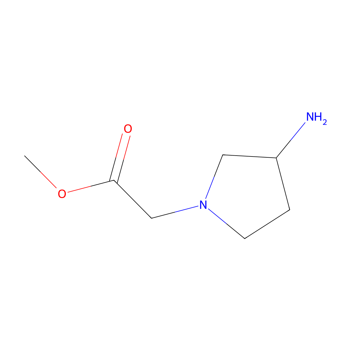Methyl 2-(3-aminopyrrolidin-1-yl)acetate molecular structure, CAS 1247416-94-9