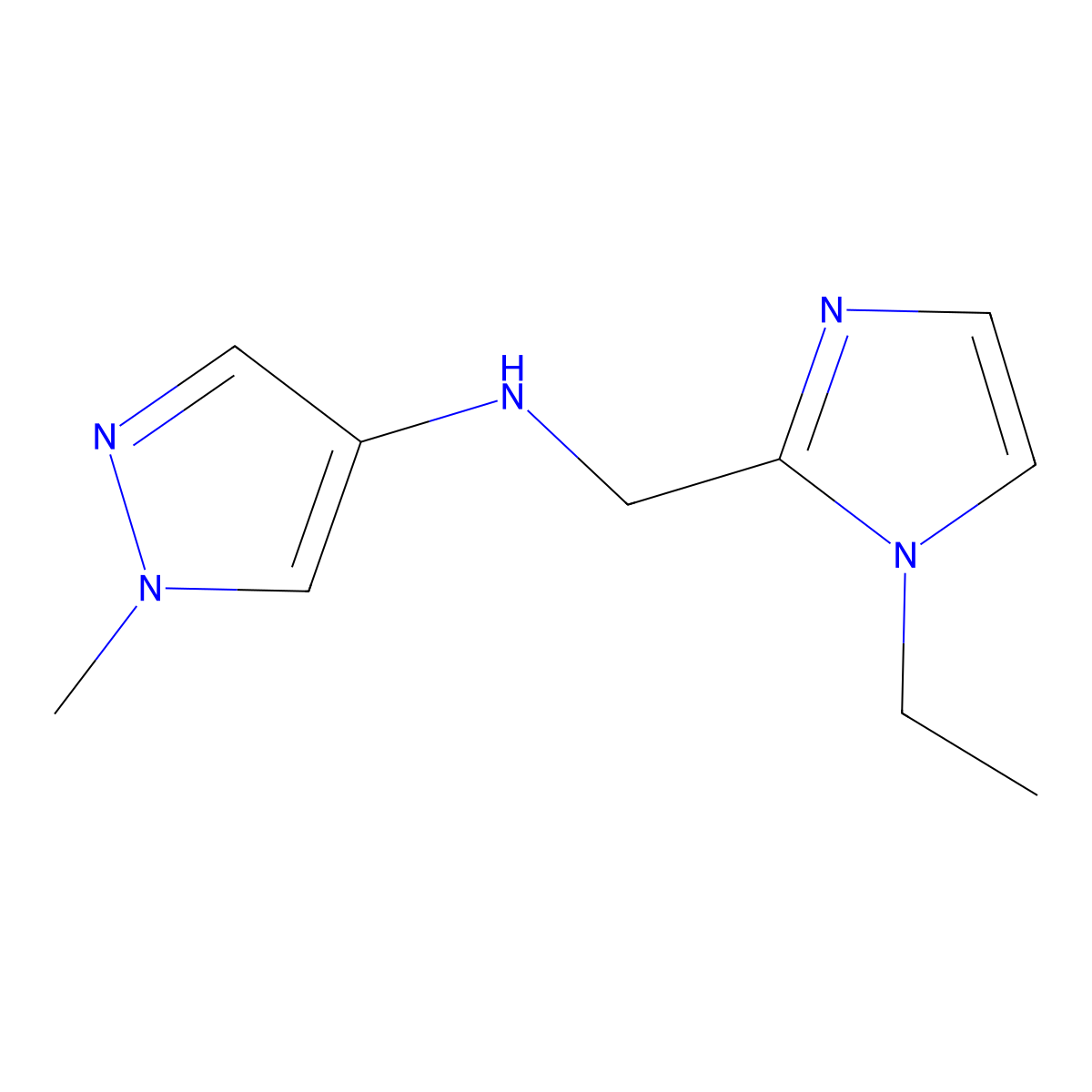 n-((1-Ethyl-1h-imidazol-2-yl)methyl)-1-methyl-1h-pyrazol-4-amine molecular structure, CAS 1247420-48-9
