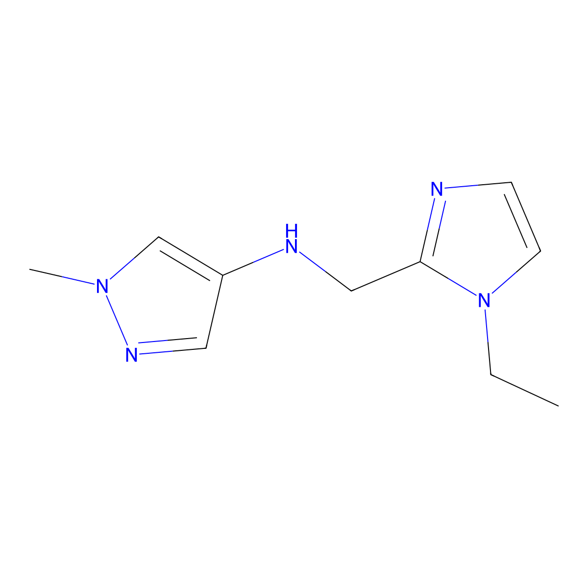 n-((1-Ethyl-1h-imidazol-2-yl)methyl)-1-methyl-1h-pyrazol-4-amine molecular structure, CAS 1247420-48-9