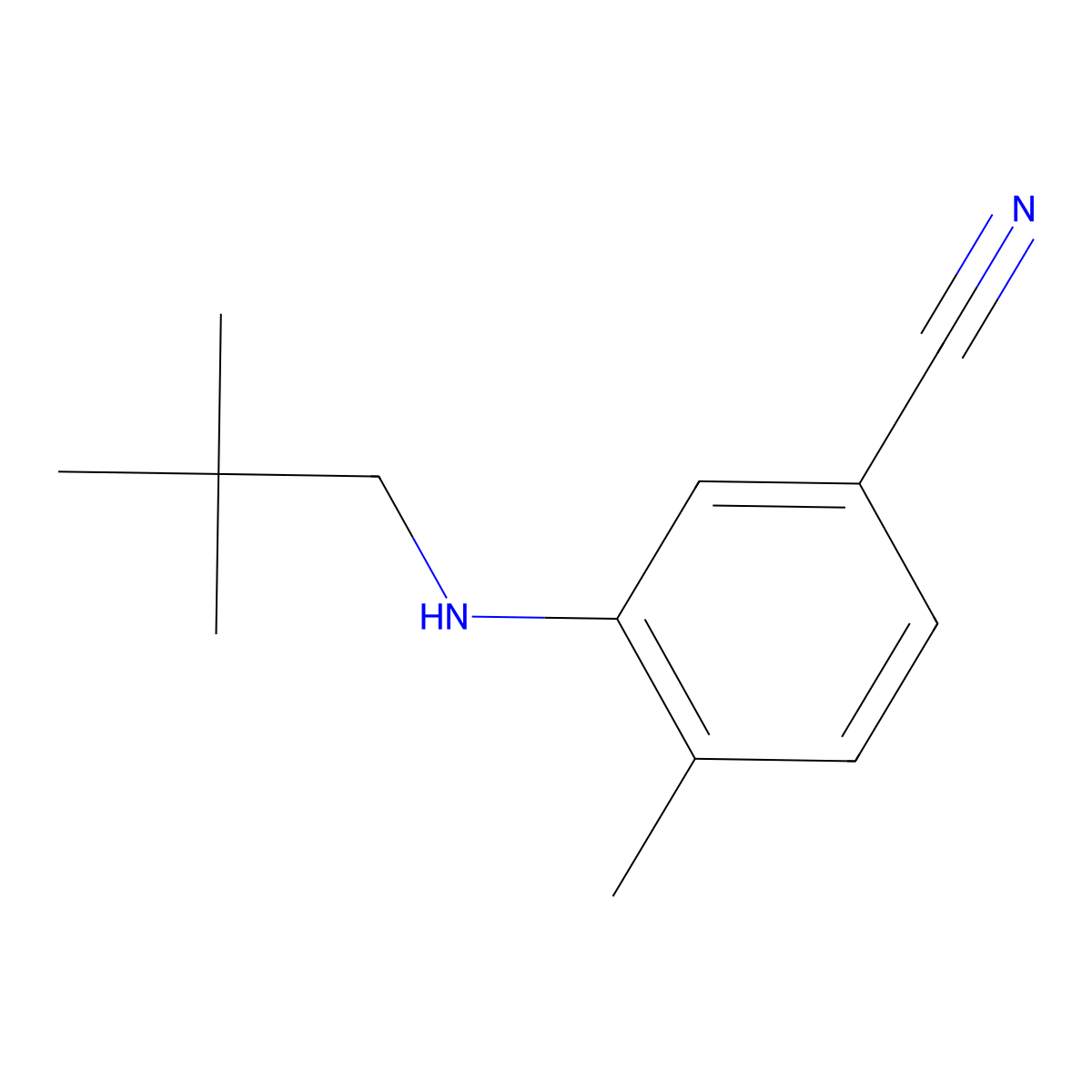 3-[(2,2-Dimethylpropyl)amino]-4-methylbenzonitrile molecular structure, CAS 1247422-69-0