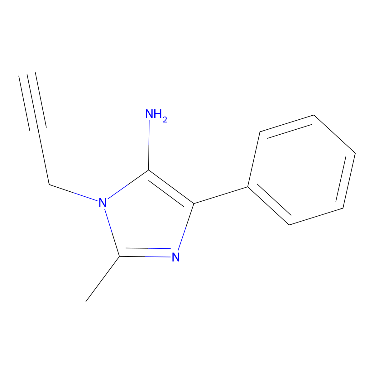 2-Methyl-4-phenyl-1-(prop-2-yn-1-yl)-1H-imidazol-5-amine molecular structure, CAS 1247424-61-8