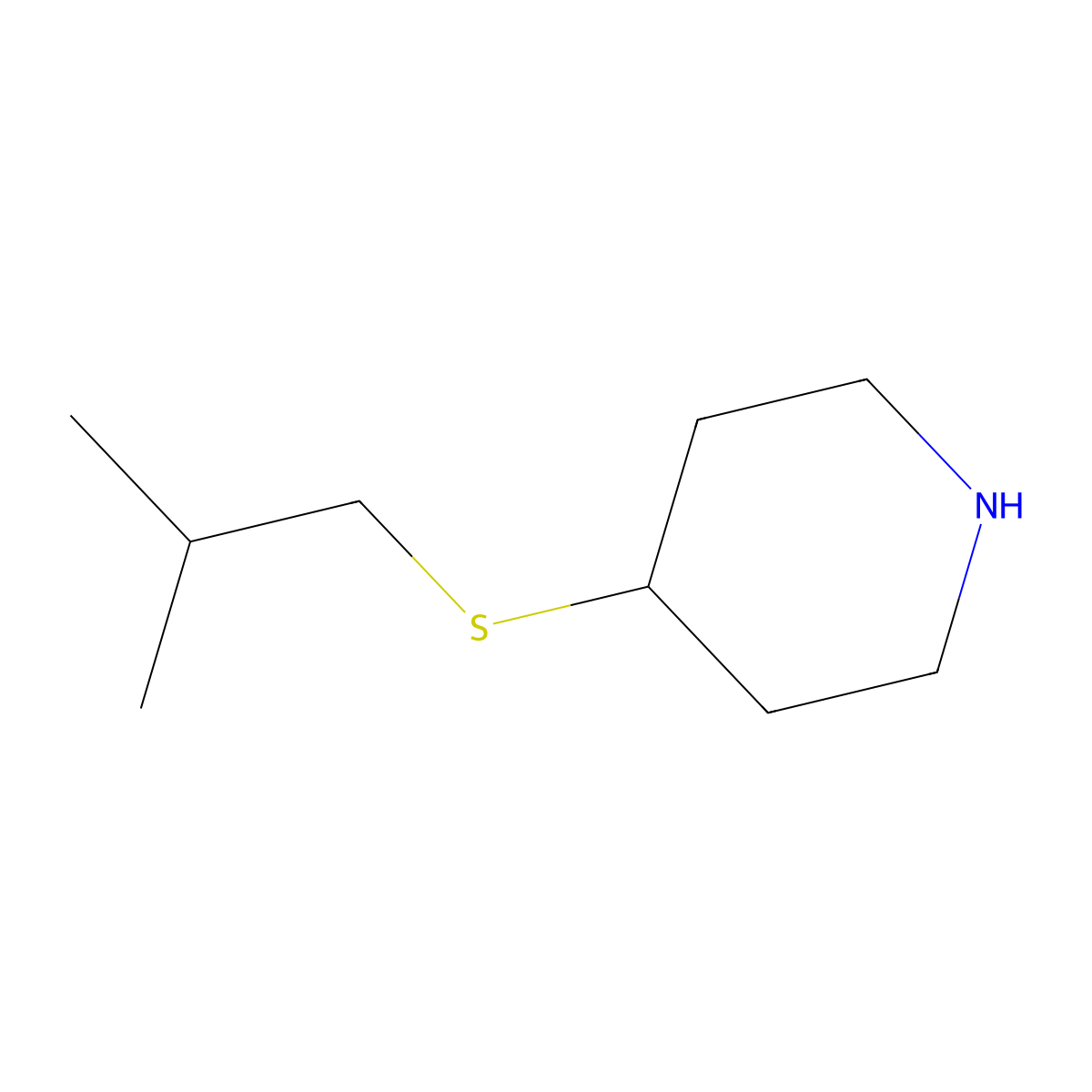 4-[(2-Methylpropyl)sulfanyl]piperidine molecular structure, CAS 1247424-66-3