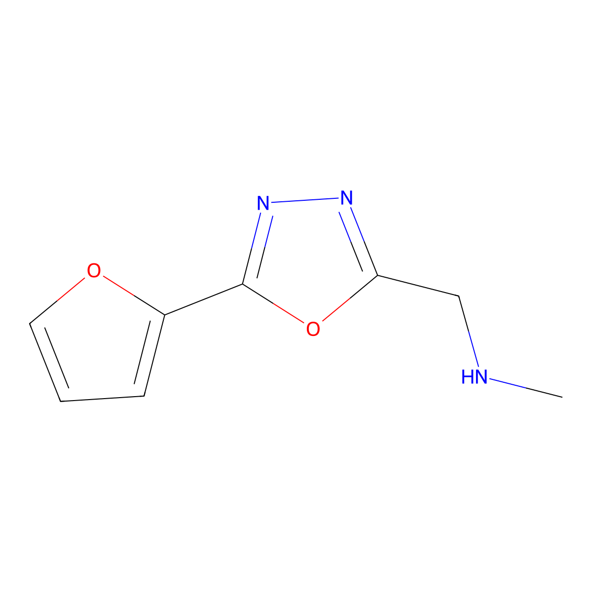 {[5-(Furan-2-yl)-1,3,4-oxadiazol-2-yl]methyl}(methyl)amine molecular structure, CAS 1247425-24-6