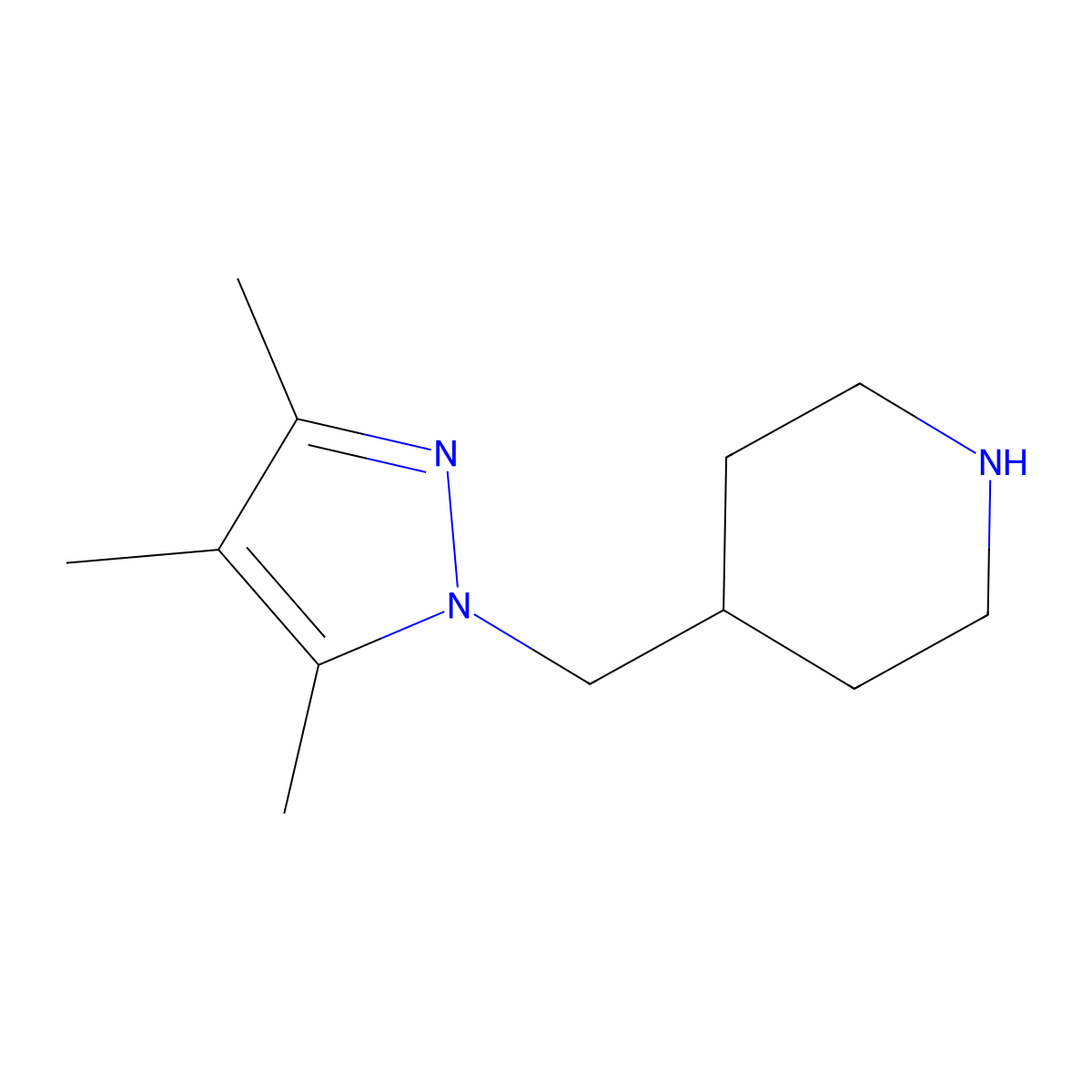 4-[(trimethyl-1H-pyrazol-1-yl)methyl]piperidine molecular structure, CAS 1247426-99-8