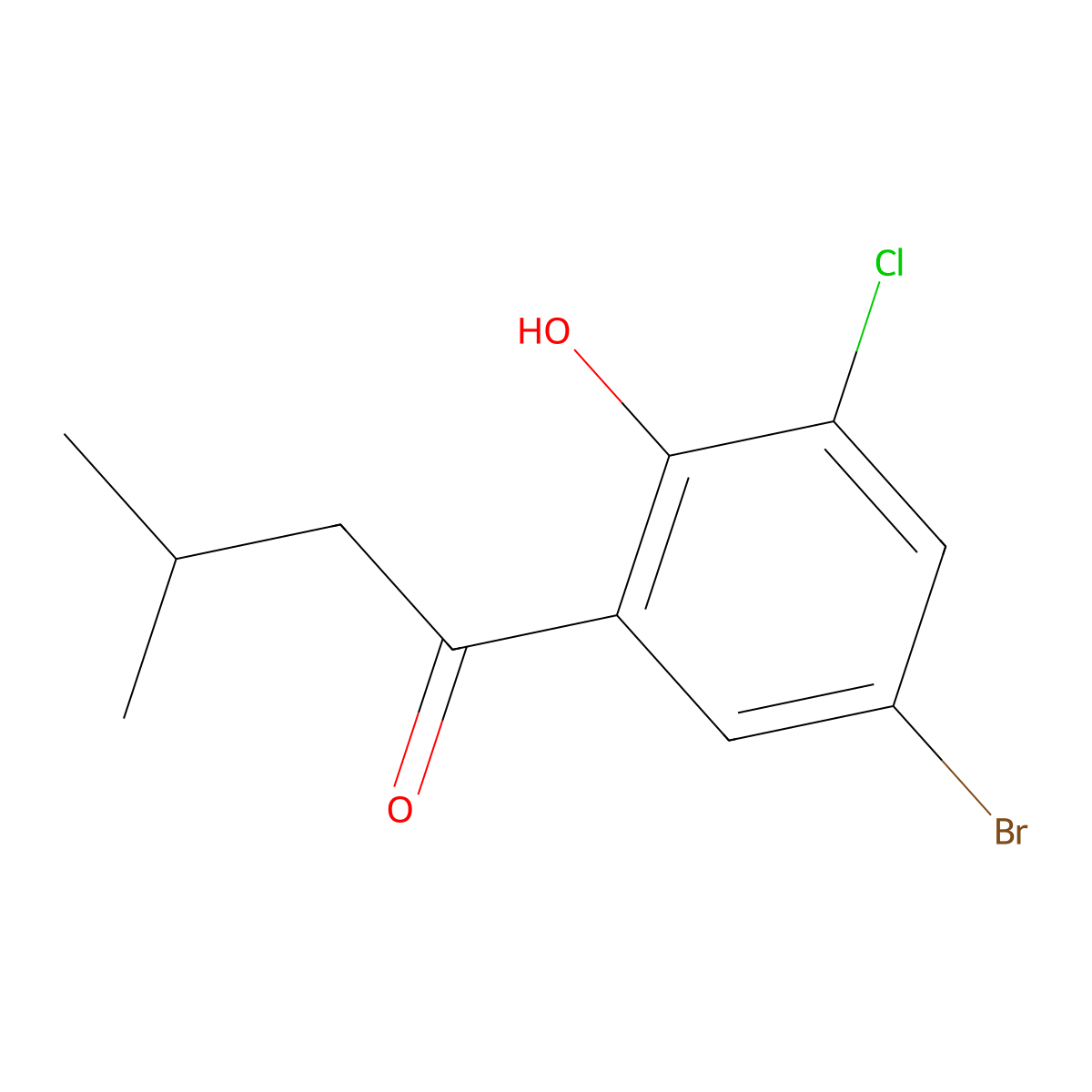 1-(5-Bromo-3-chloro-2-hydroxyphenyl)-3-methylbutan-1-one molecular structure, CAS 1247428-89-2