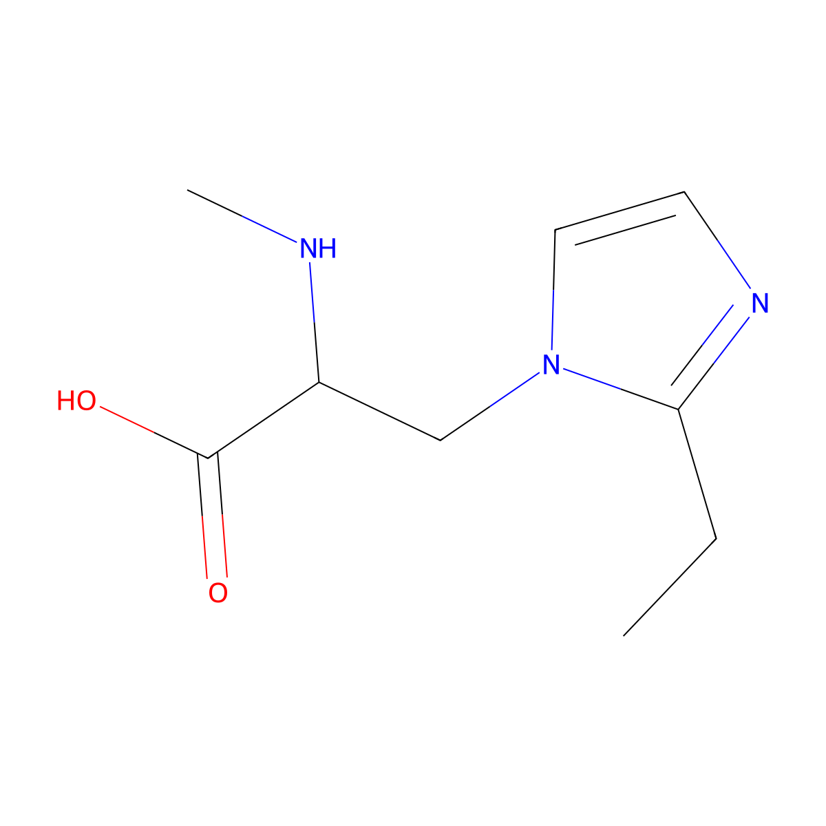 3-(2-Ethyl-1h-imidazol-1-yl)-2-(methylamino)propanoic acid molecular structure, CAS 1247430-70-1