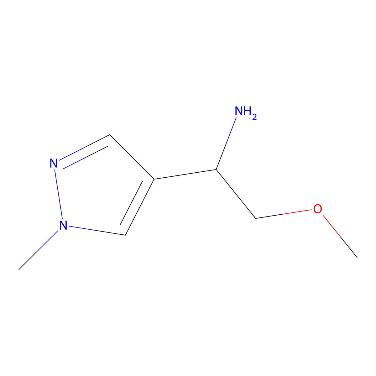 2-methoxy-1-(1-methyl-1H-pyrazol-4-yl)ethan-1-amine molecular structure, CAS 1247433-19-7