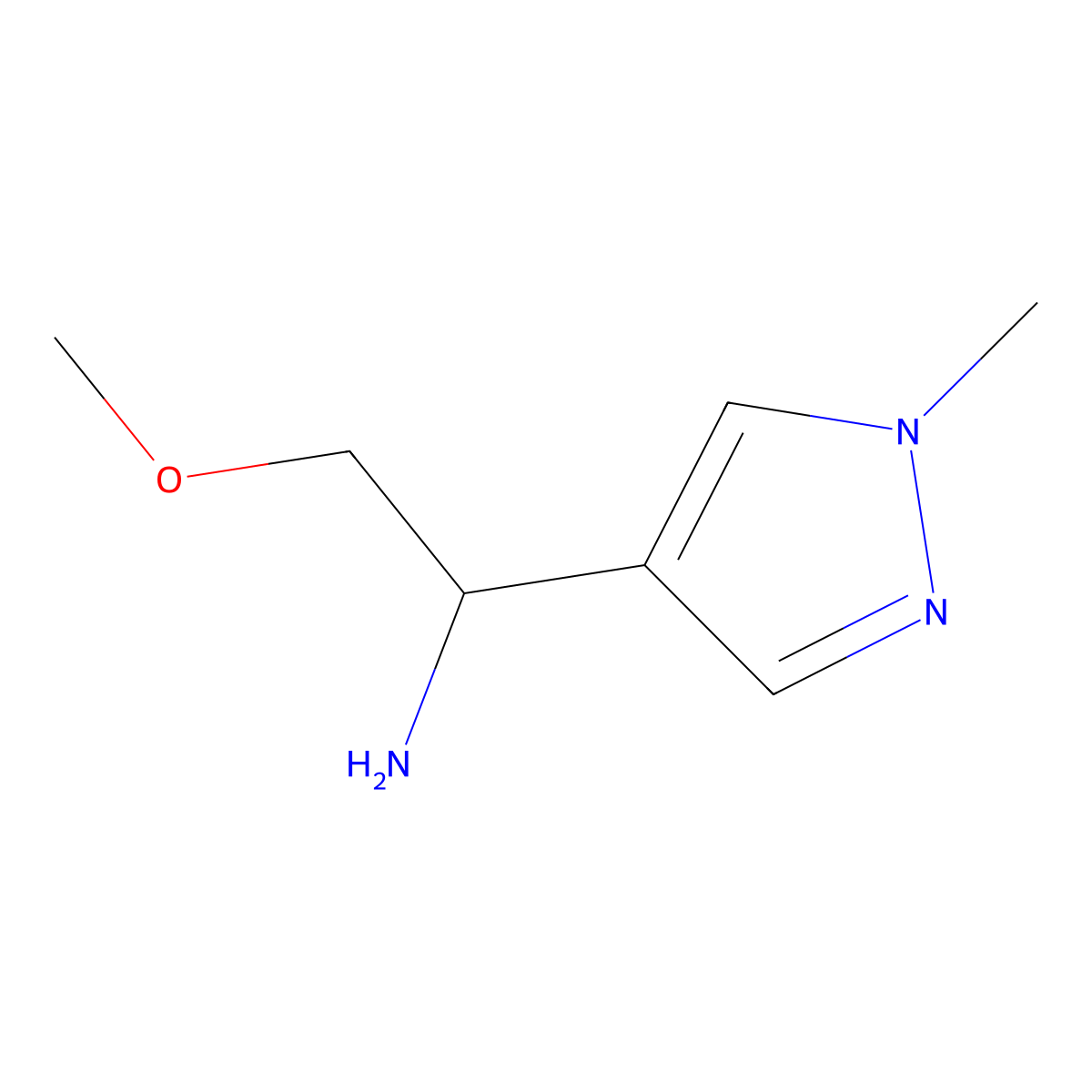 2-methoxy-1-(1-methyl-1H-pyrazol-4-yl)ethan-1-amine molecular structure, CAS 1247433-19-7