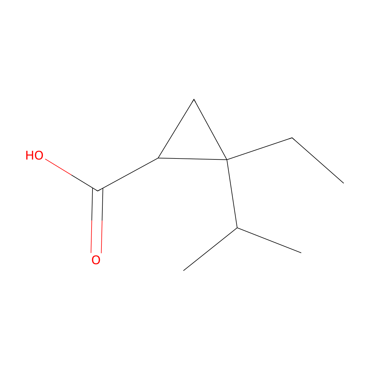 2-Ethyl-2-(propan-2-yl)cyclopropane-1-carboxylic acid molecular structure, CAS 1247433-90-4