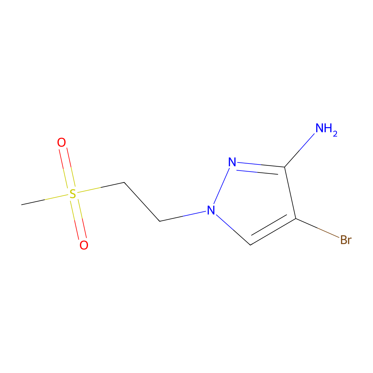 4-Bromo-1-(2-methanesulfonylethyl)-1H-pyrazol-3-amine molecular structure, CAS 1247433-91-5