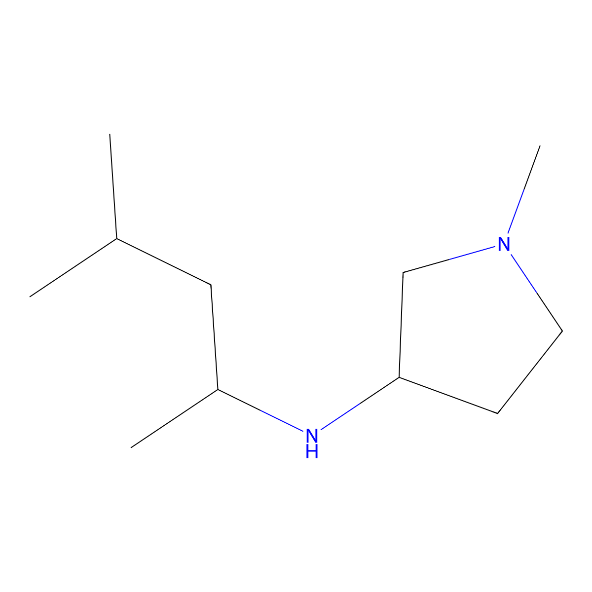1-methyl-N-(4-methylpentan-2-yl)pyrrolidin-3-amine molecular structure, CAS 1247434-69-0