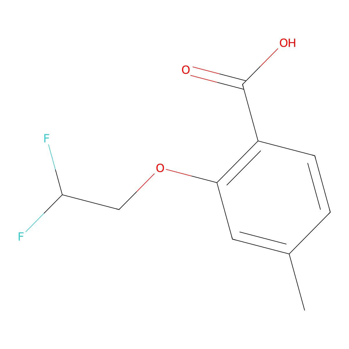 2-(2,2-Difluoroethoxy)-4-methylbenzoic acid molecular structure, CAS 1247435-27-3