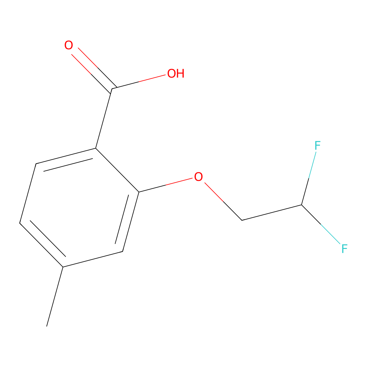 2-(2,2-Difluoroethoxy)-4-methylbenzoic acid molecular structure, CAS 1247435-27-3