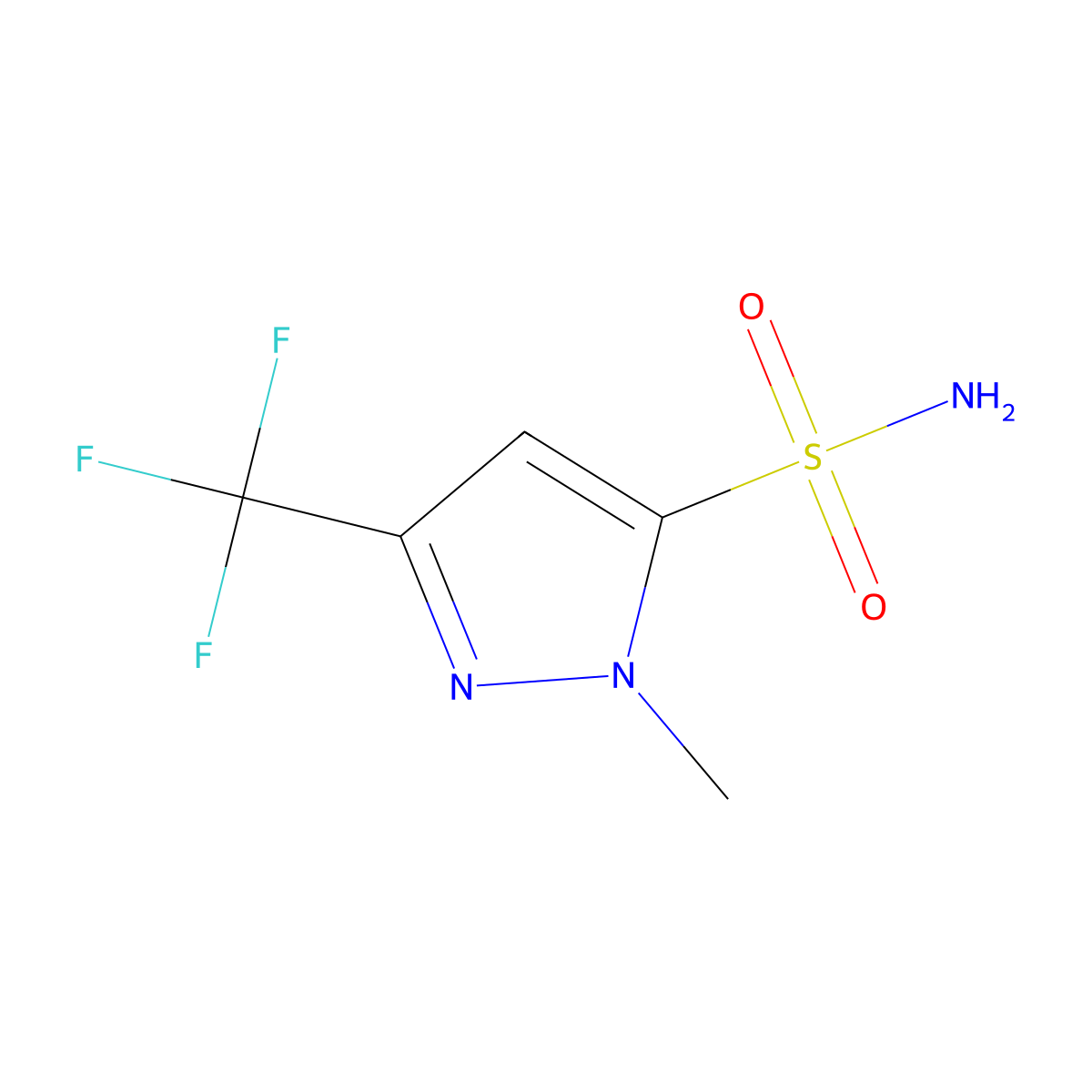 1-methyl-3-(trifluoromethyl)-1H-pyrazole-5-sulfonamide molecular structure, CAS 1247435-59-1