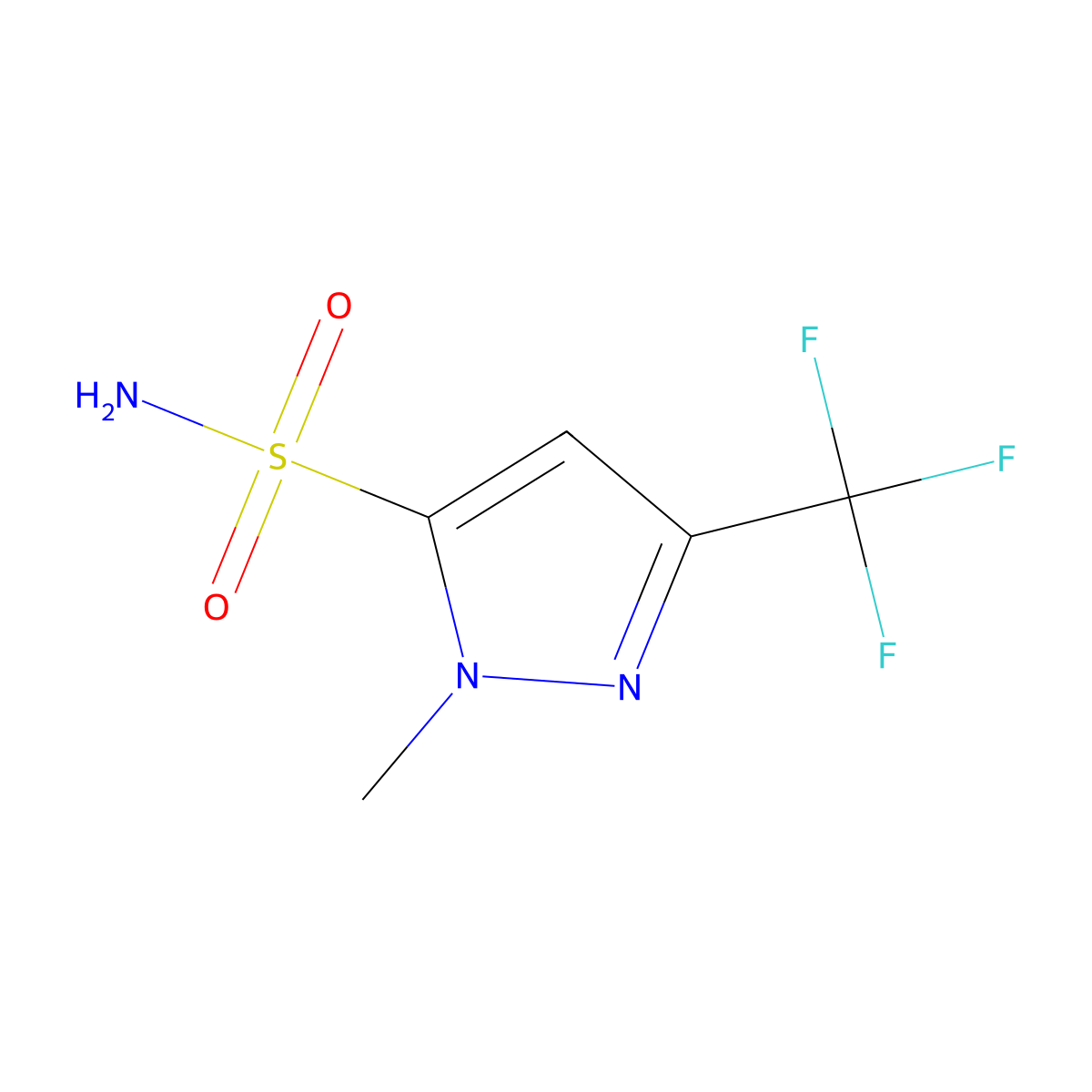 1-methyl-3-(trifluoromethyl)-1H-pyrazole-5-sulfonamide molecular structure, CAS 1247435-59-1