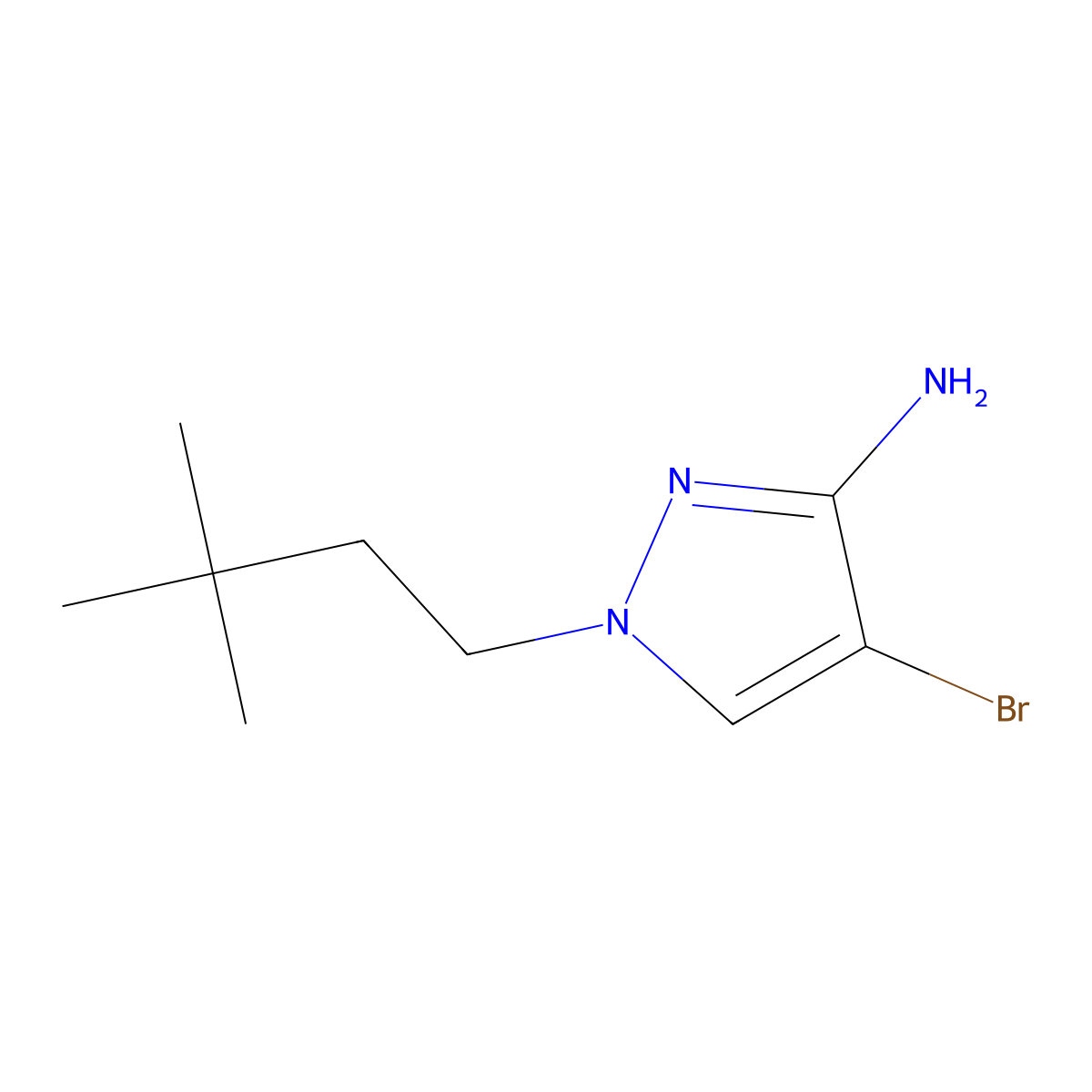 4-Bromo-1-(3,3-dimethylbutyl)-1H-pyrazol-3-amine molecular structure, CAS 1247438-03-4
