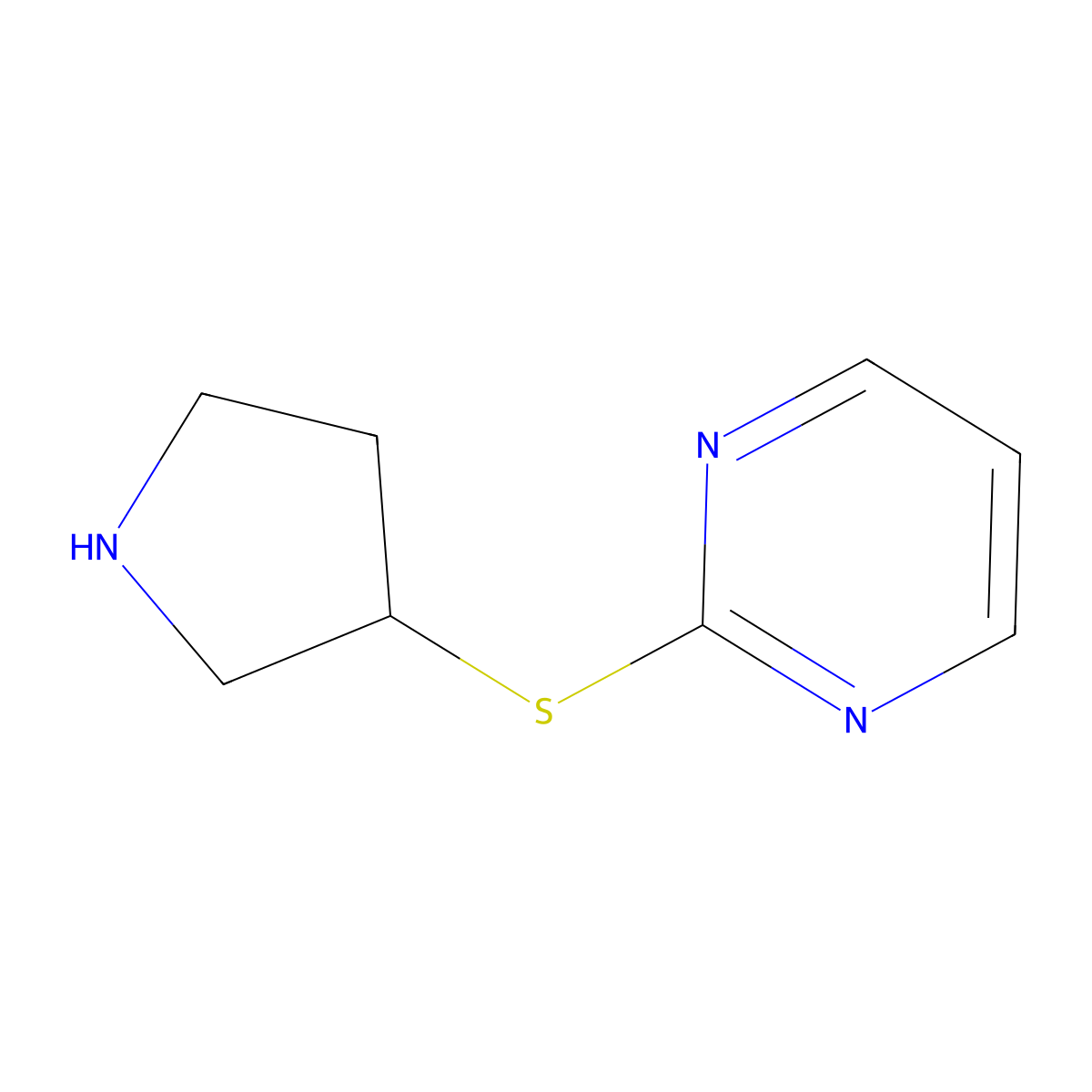 2-(Pyrrolidin-3-ylthio)pyrimidine molecular structure, CAS 1247438-29-4
