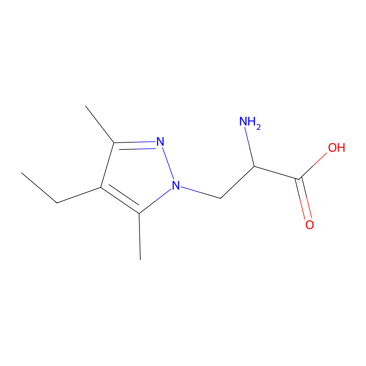 2-Amino-3-(4-ethyl-3,5-dimethyl-1h-pyrazol-1-yl)propanoic acid molecular structure, CAS 1247439-46-8
