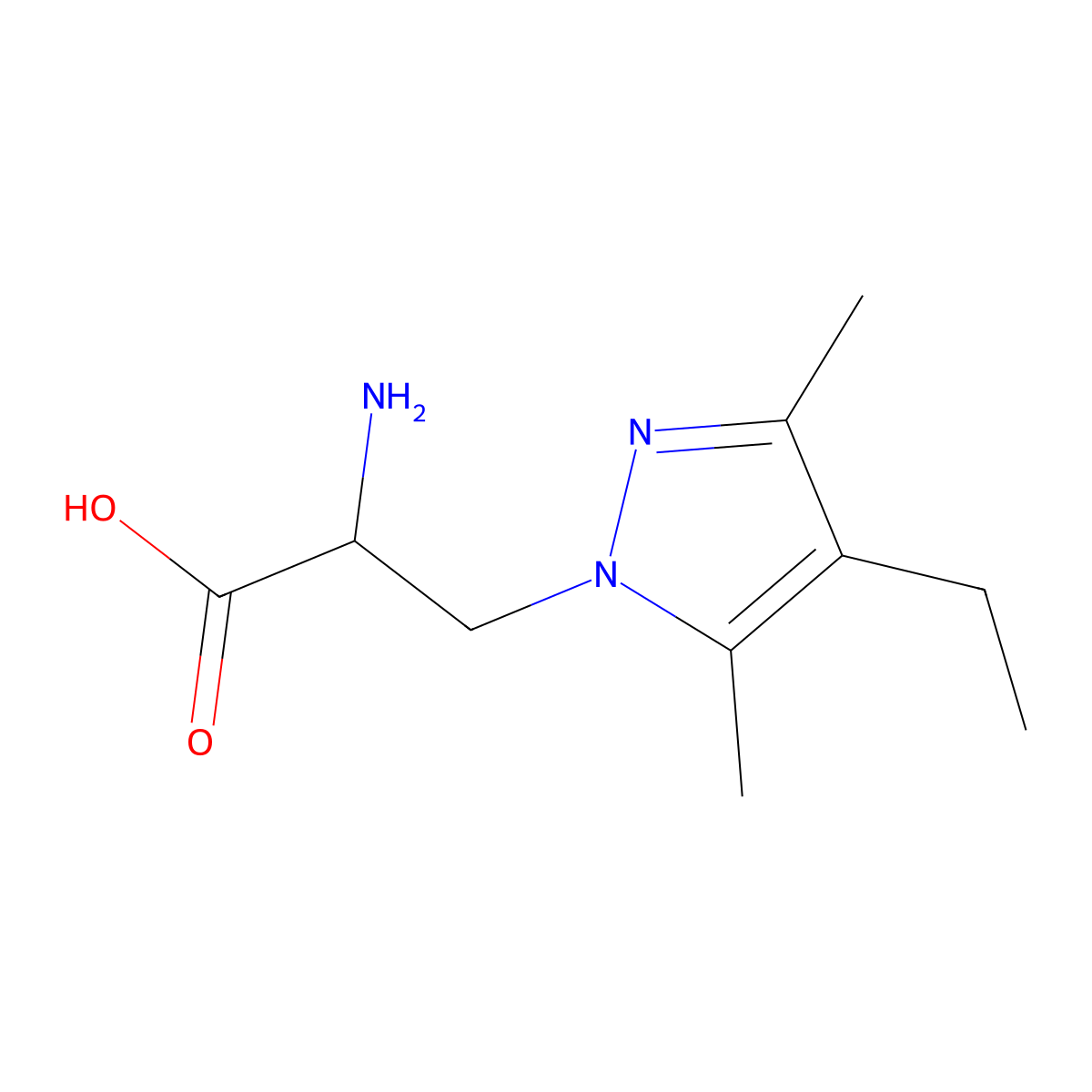 2-Amino-3-(4-ethyl-3,5-dimethyl-1h-pyrazol-1-yl)propanoic acid molecular structure, CAS 1247439-46-8