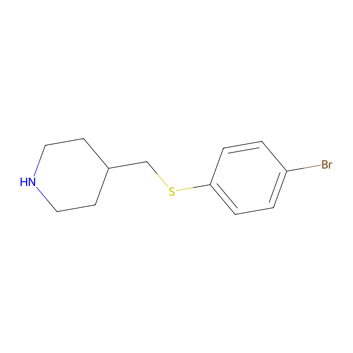 4-{[(4-Bromophenyl)sulfanyl]methyl}piperidine molecular structure, CAS 1247441-89-9