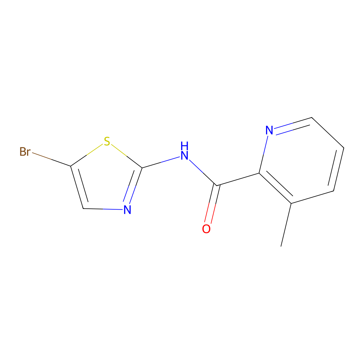 N-(5-bromo-2-thiazolyl)-3-methyl-2-pyridinecarboxamide molecular structure, CAS 1247443-39-5