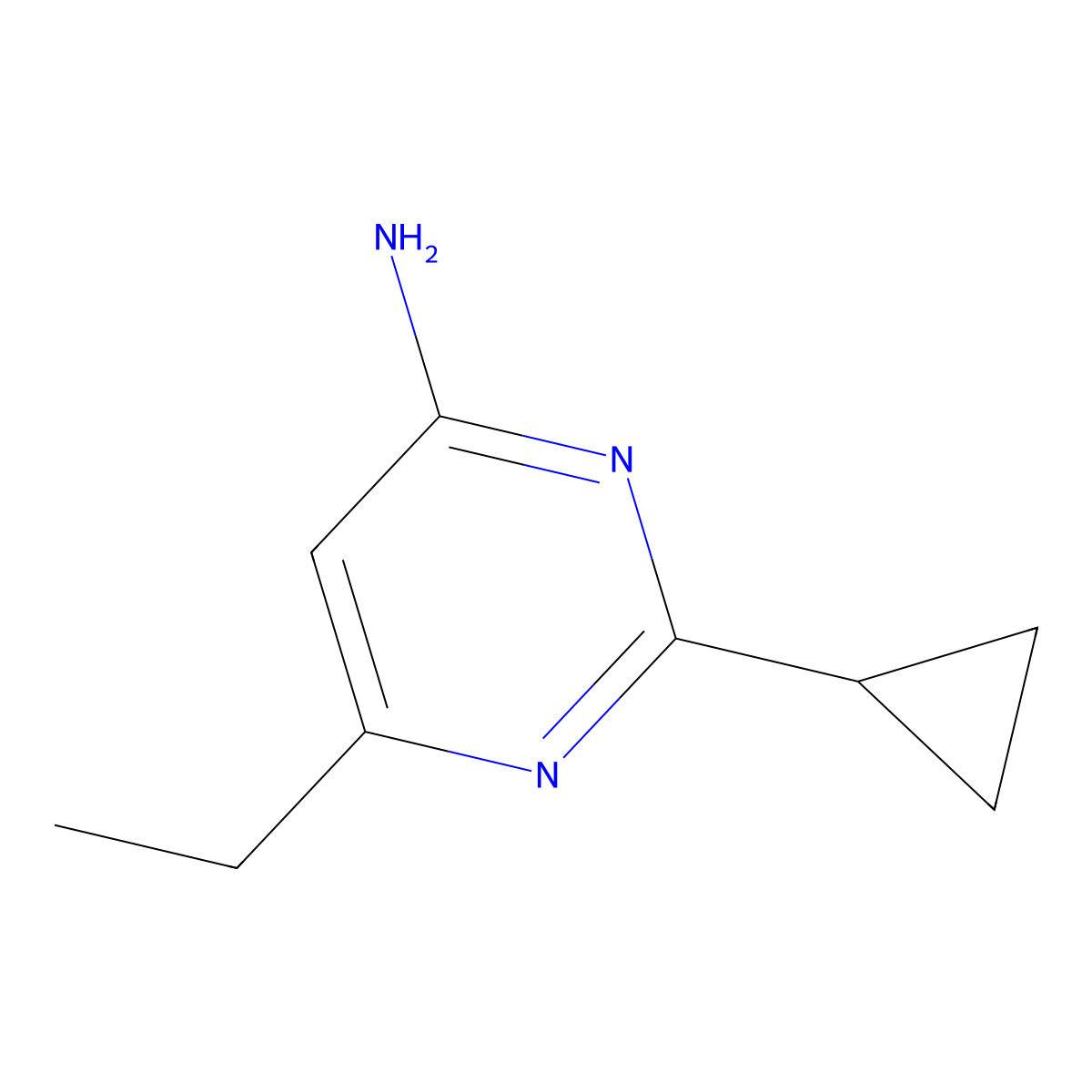 2-Cyclopropyl-6-ethylpyrimidin-4-amine molecular structure, CAS 1247445-04-0