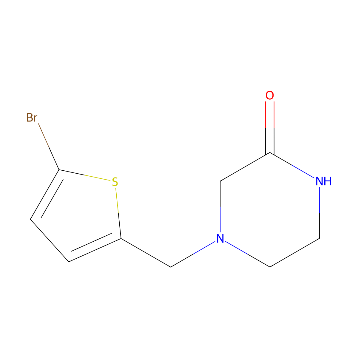 4-((5-Bromothiophen-2-yl)methyl)piperazin-2-one molecular structure, CAS 1247445-43-7