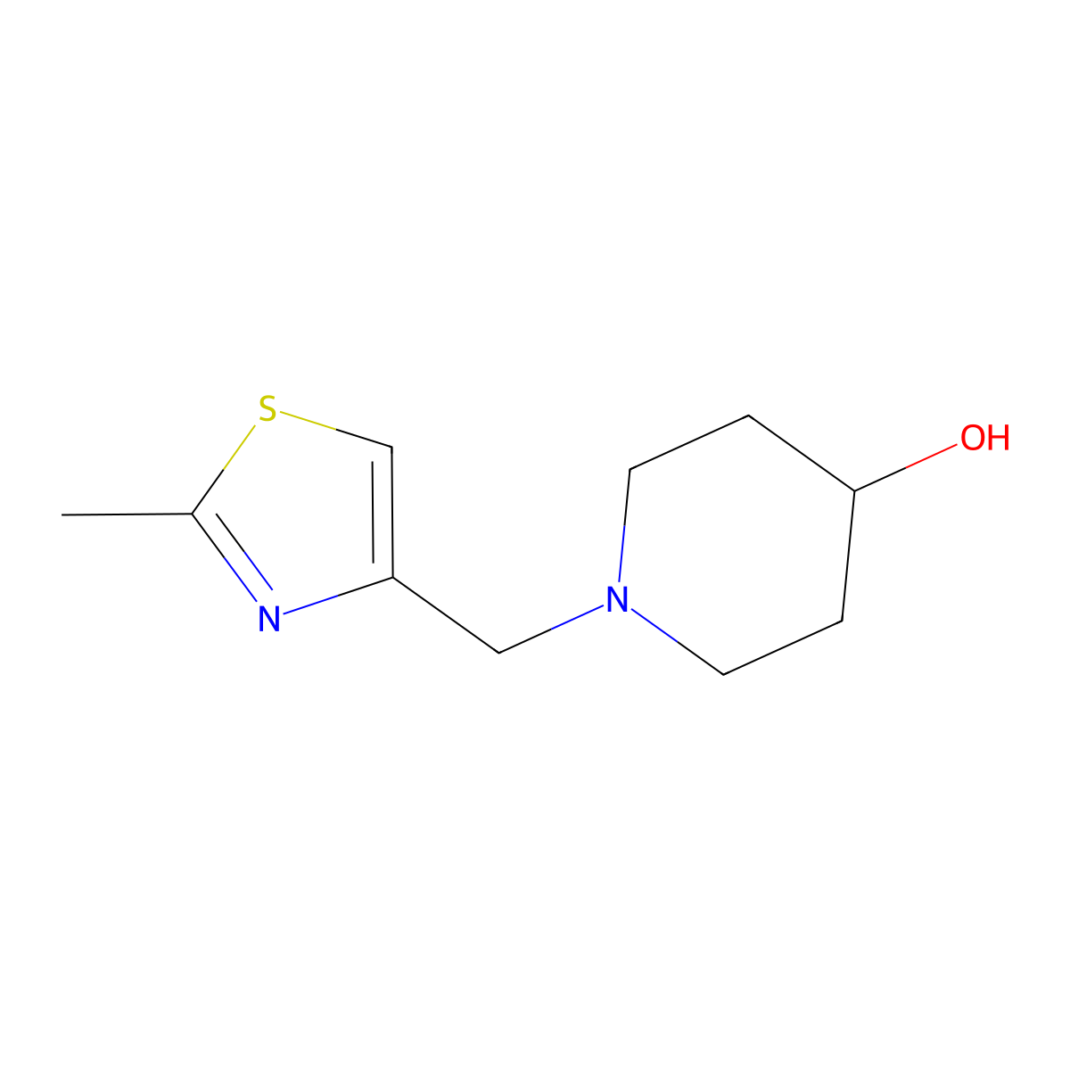 1-((2-Methylthiazol-4-yl)methyl)piperidin-4-ol molecular structure, CAS 1247446-43-0