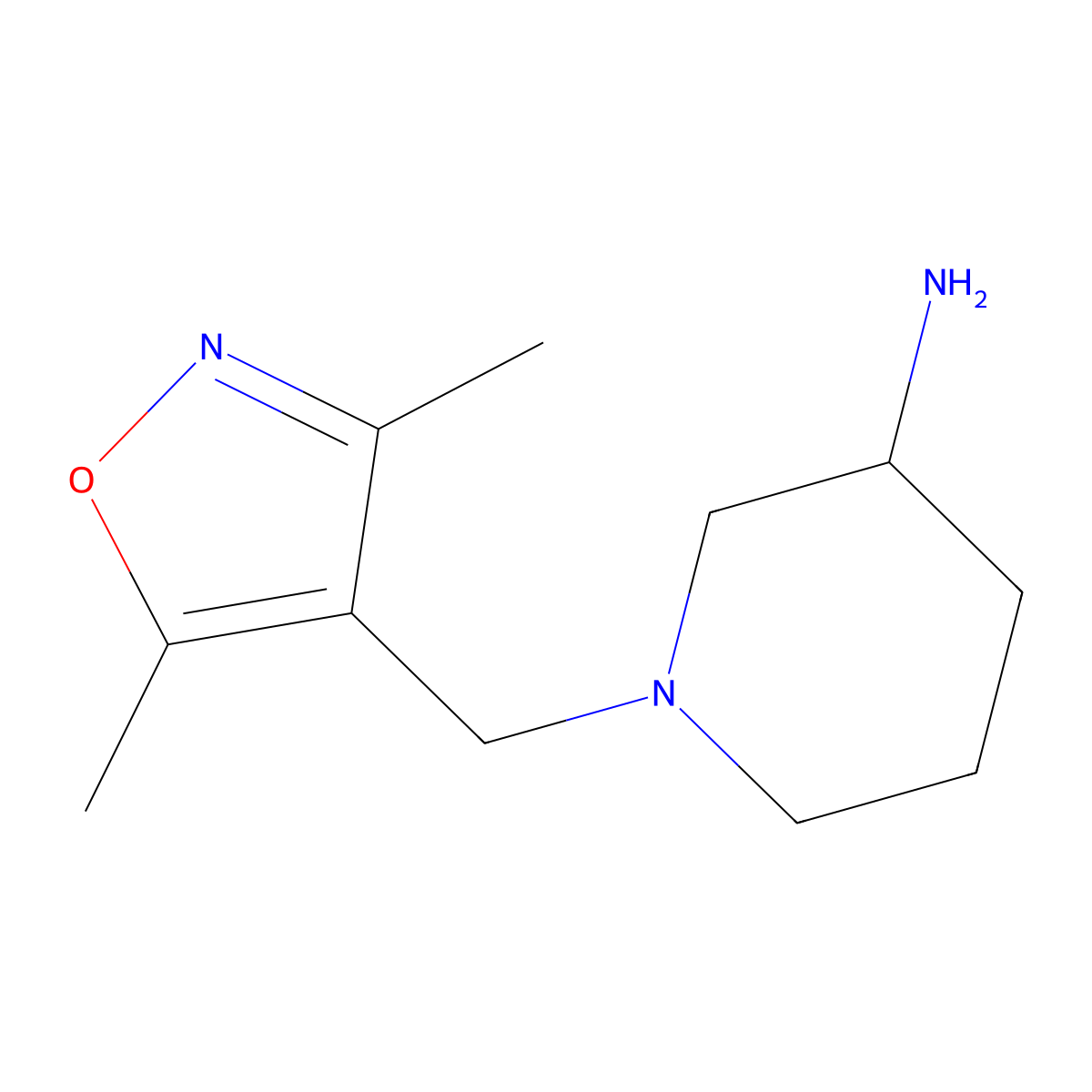 1-((3,5-Dimethylisoxazol-4-yl)methyl)piperidin-3-amine molecular structure, CAS 1247449-67-7