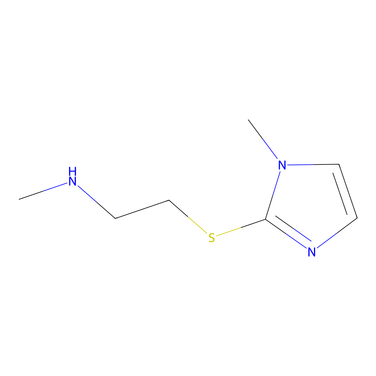 N-Methyl-2-((1-methyl-1H-imidazol-2-yl)thio)ethan-1-amine molecular structure, CAS 1247450-01-6