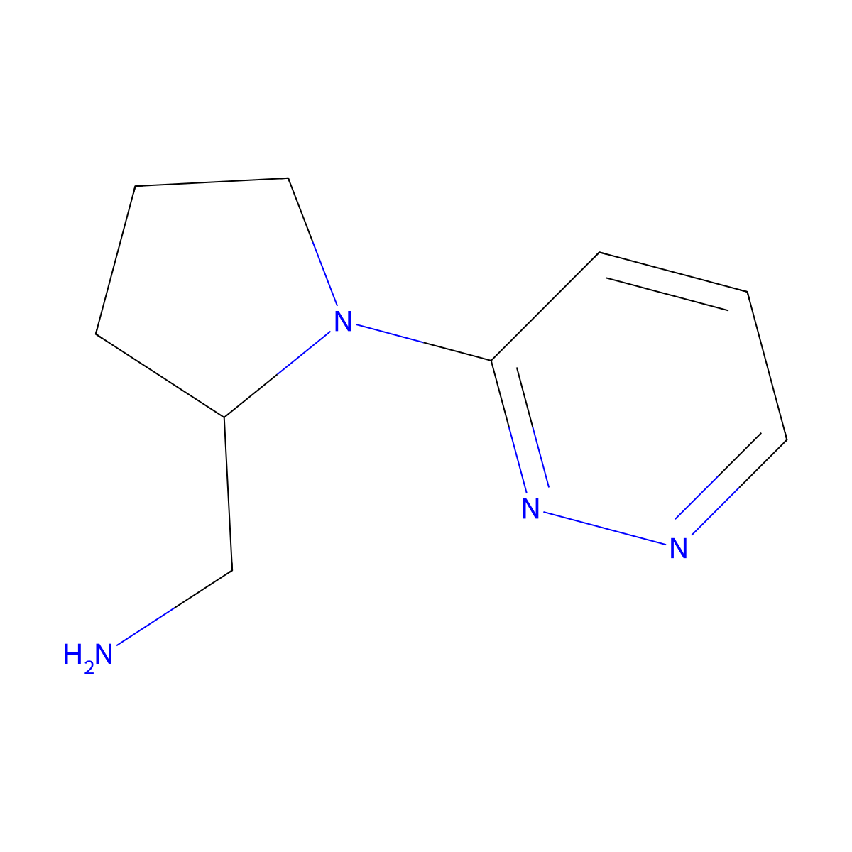 (1-(Pyridazin-3-yl)pyrrolidin-2-yl)methanamine molecular structure, CAS 1247452-15-8