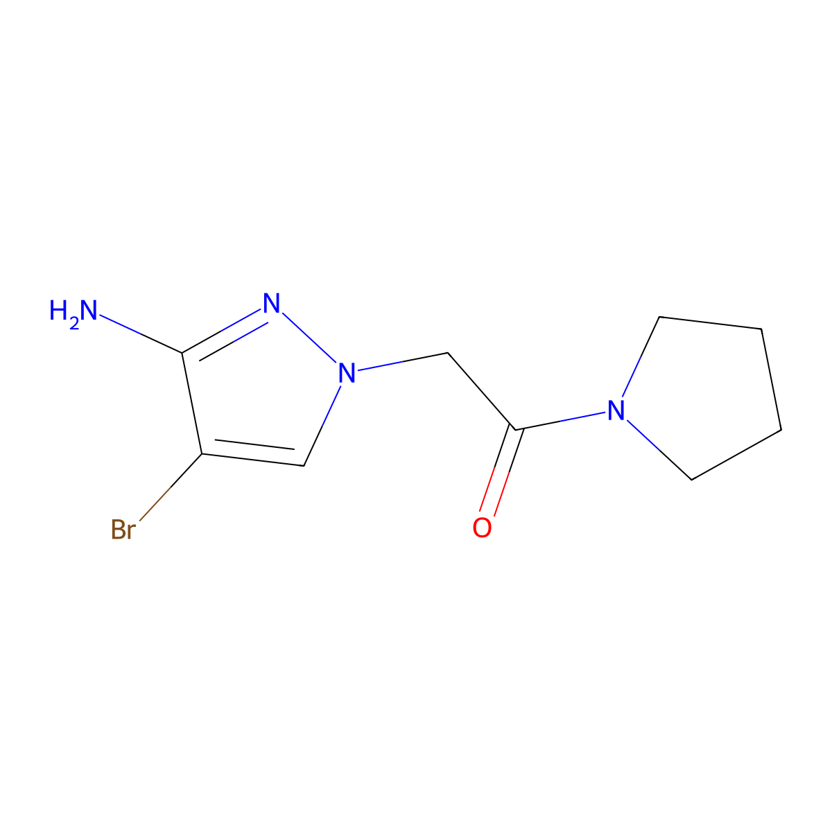 2-(3-Amino-4-bromo-1h-pyrazol-1-yl)-1-(pyrrolidin-1-yl)ethan-1-one molecular structure, CAS 1247456-04-7