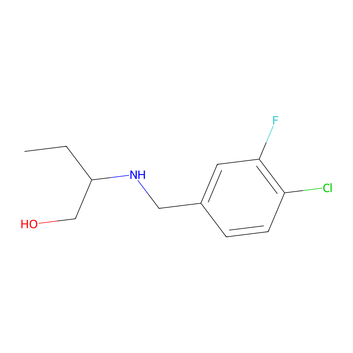 2-{[(4-Chloro-3-fluorophenyl)methyl]amino}butan-1-ol molecular structure, CAS 1247456-52-5