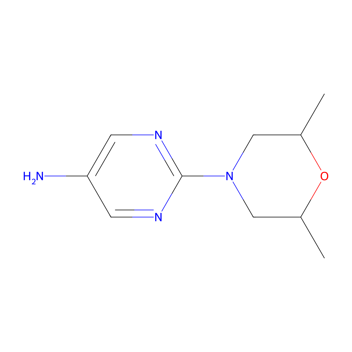 2-(2,6-Dimethylmorpholino)pyrimidin-5-amine molecular structure, CAS 1247459-59-1