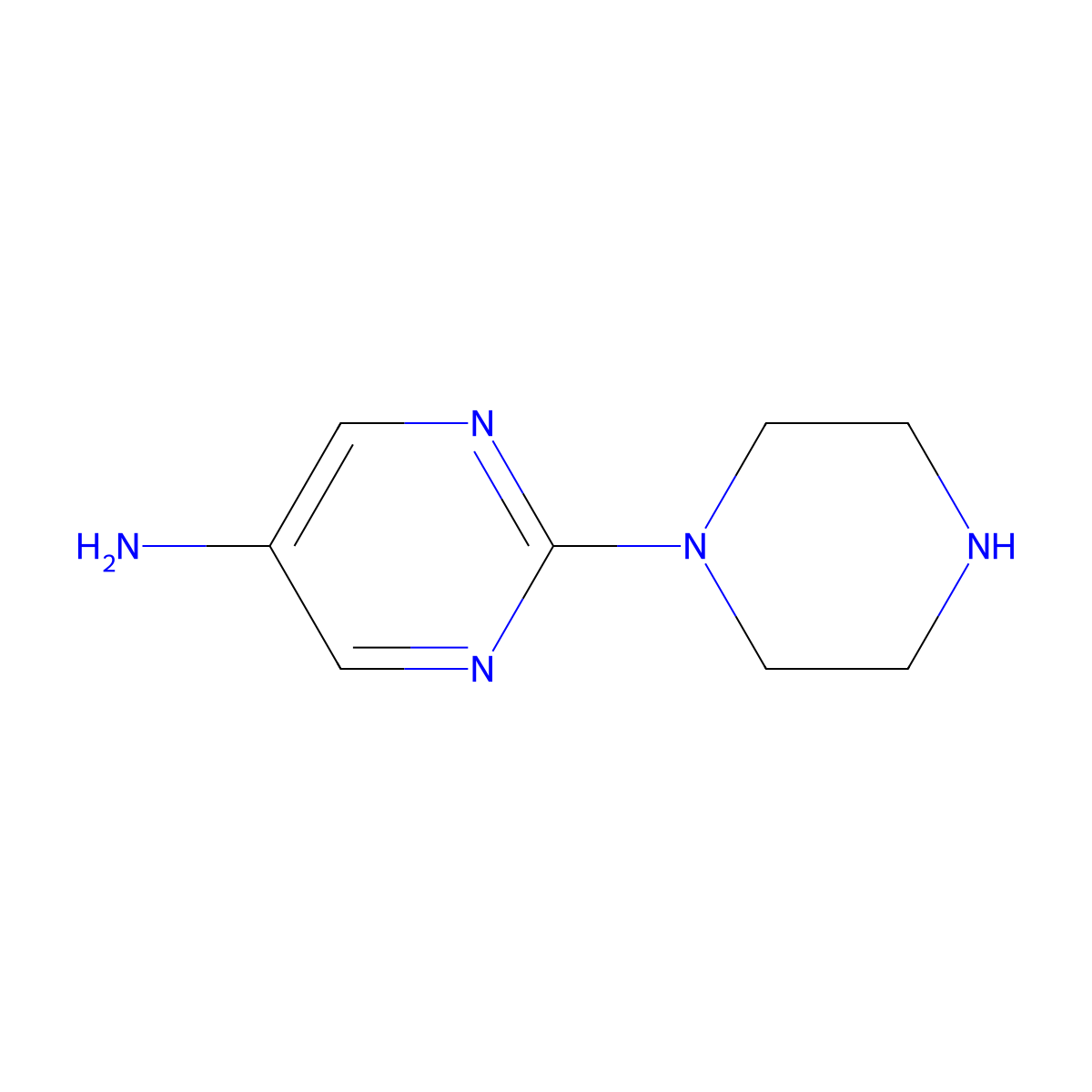 2-(Piperazin-1-yl)pyrimidin-5-amine molecular structure, CAS 1247464-03-4
