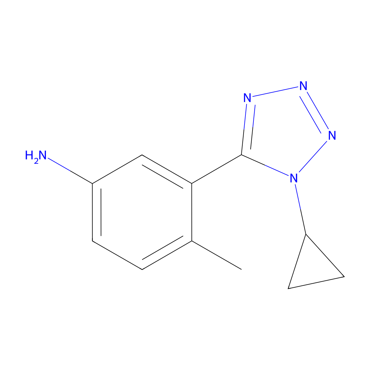 3-(1-cyclopropyl-1H-1,2,3,4-tetrazol-5-yl)-4-methylaniline molecular structure, CAS 1247468-09-2