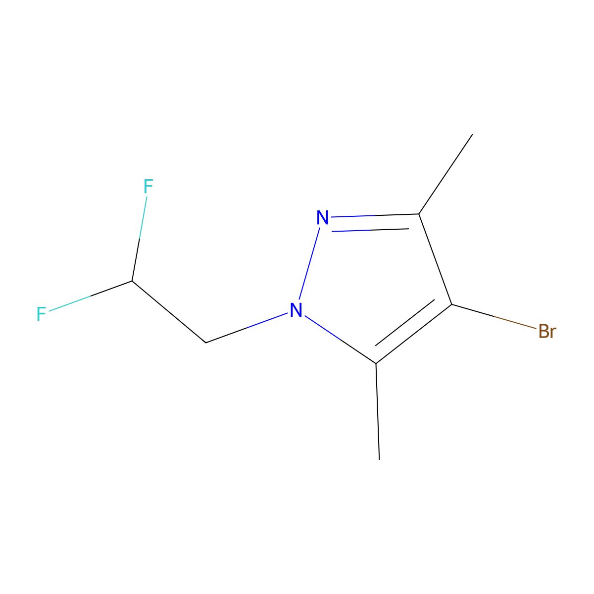 4-bromo-1-(2,2-difluoroethyl)-3,5-dimethyl-1H-pyrazole molecular structure, CAS 1247470-10-5