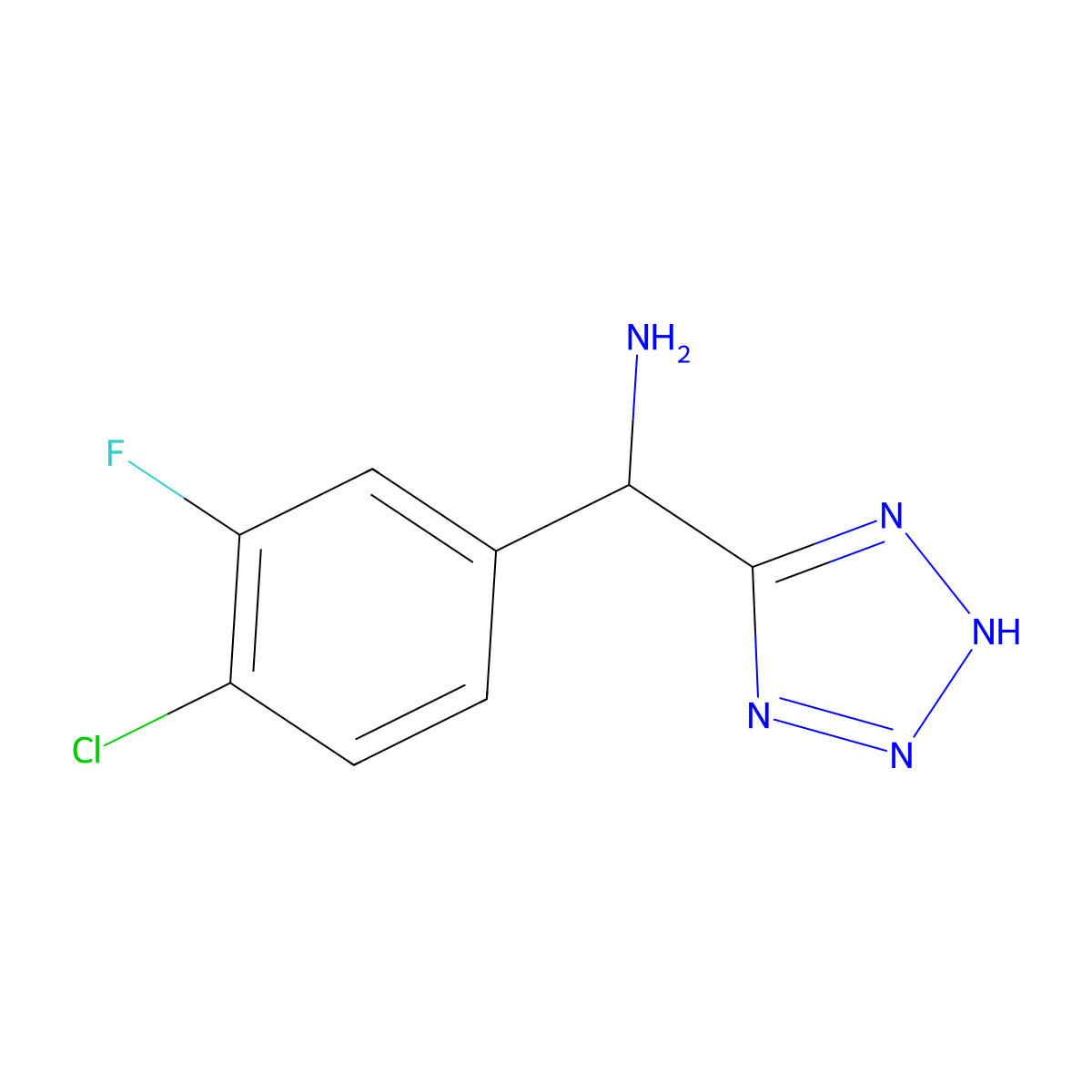 (4-chloro-3-fluorophenyl)(1H-1,2,3,4-tetrazol-5-yl)methanamine molecular structure, CAS 1247472-41-8