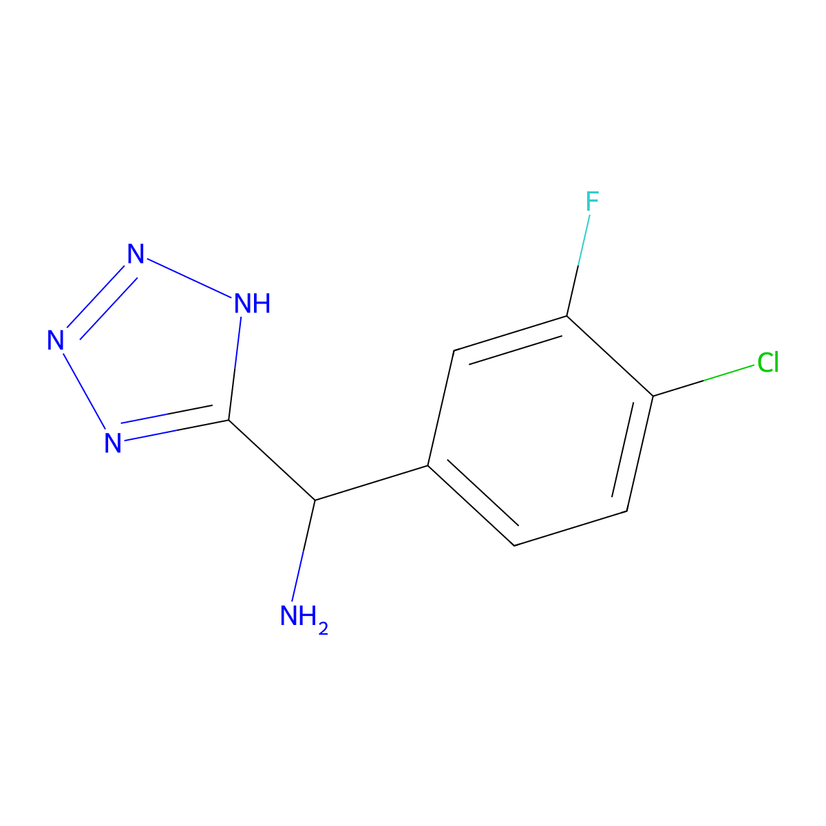 (4-chloro-3-fluorophenyl)(1H-1,2,3,4-tetrazol-5-yl)methanamine molecular structure, CAS 1247472-41-8
