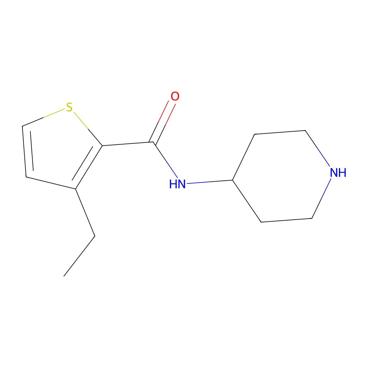 3-ethyl-N-(piperidin-4-yl)thiophene-2-carboxamide molecular structure, CAS 1247473-57-9