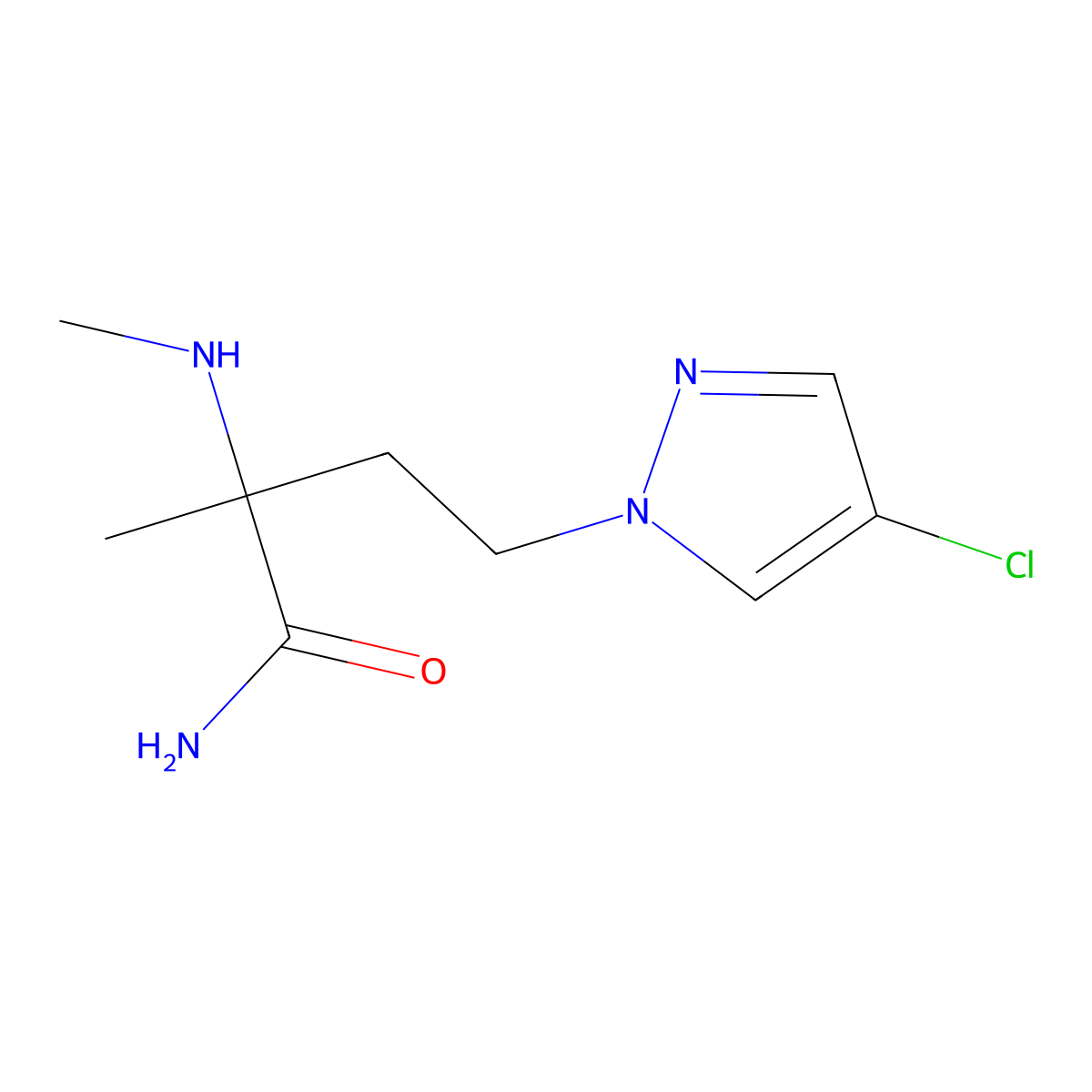 4-(4-Chloro-1h-pyrazol-1-yl)-2-methyl-2-(methylamino)butanamide molecular structure, CAS 1247474-21-0