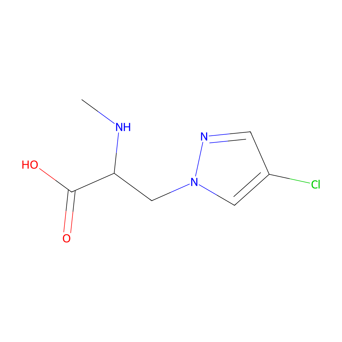 3-(4-Chloro-1h-pyrazol-1-yl)-2-(methylamino)propanoic acid molecular structure, CAS 1247475-19-9
