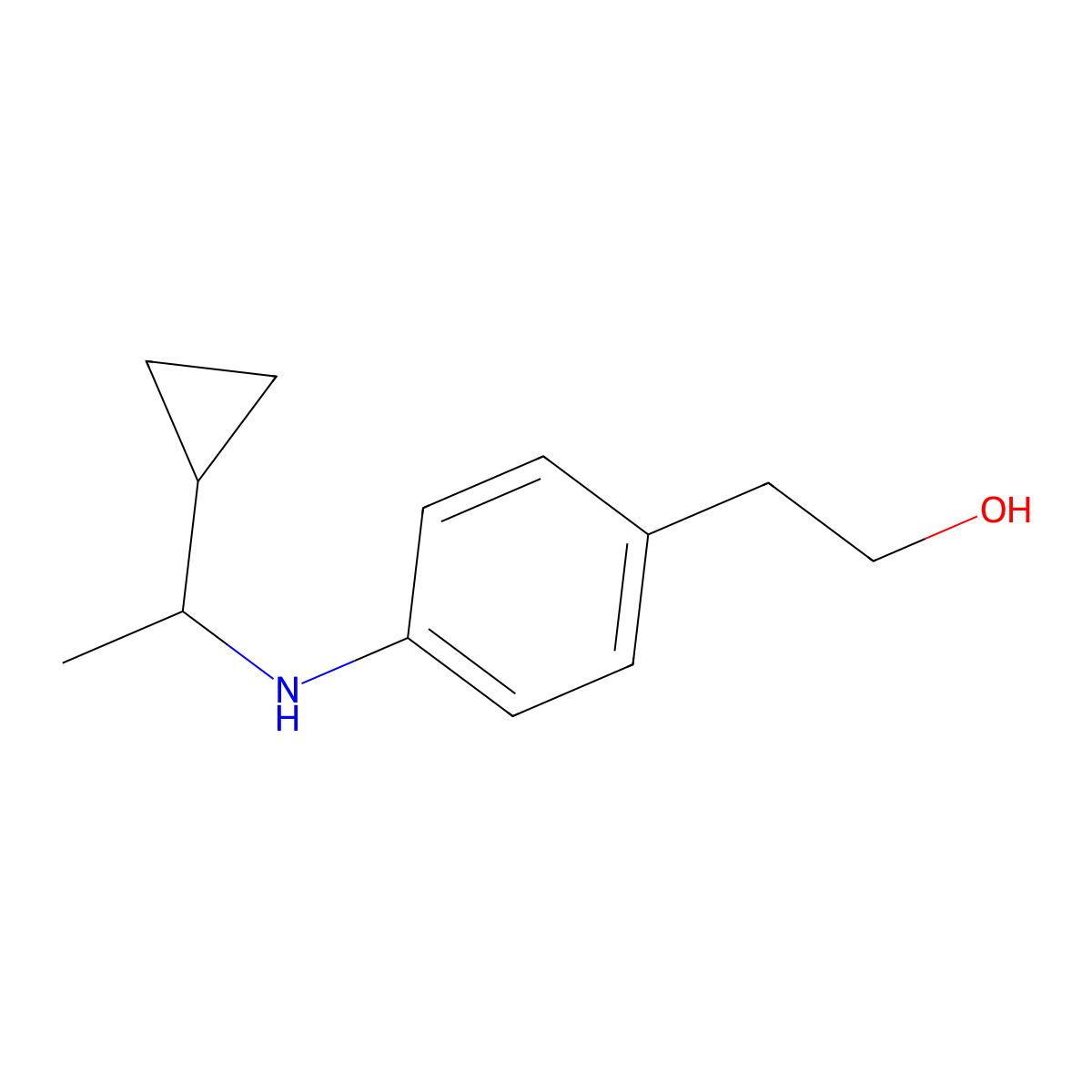 2-{4-[(1-Cyclopropylethyl)amino]phenyl}ethan-1-ol molecular structure, CAS 1247475-30-4
