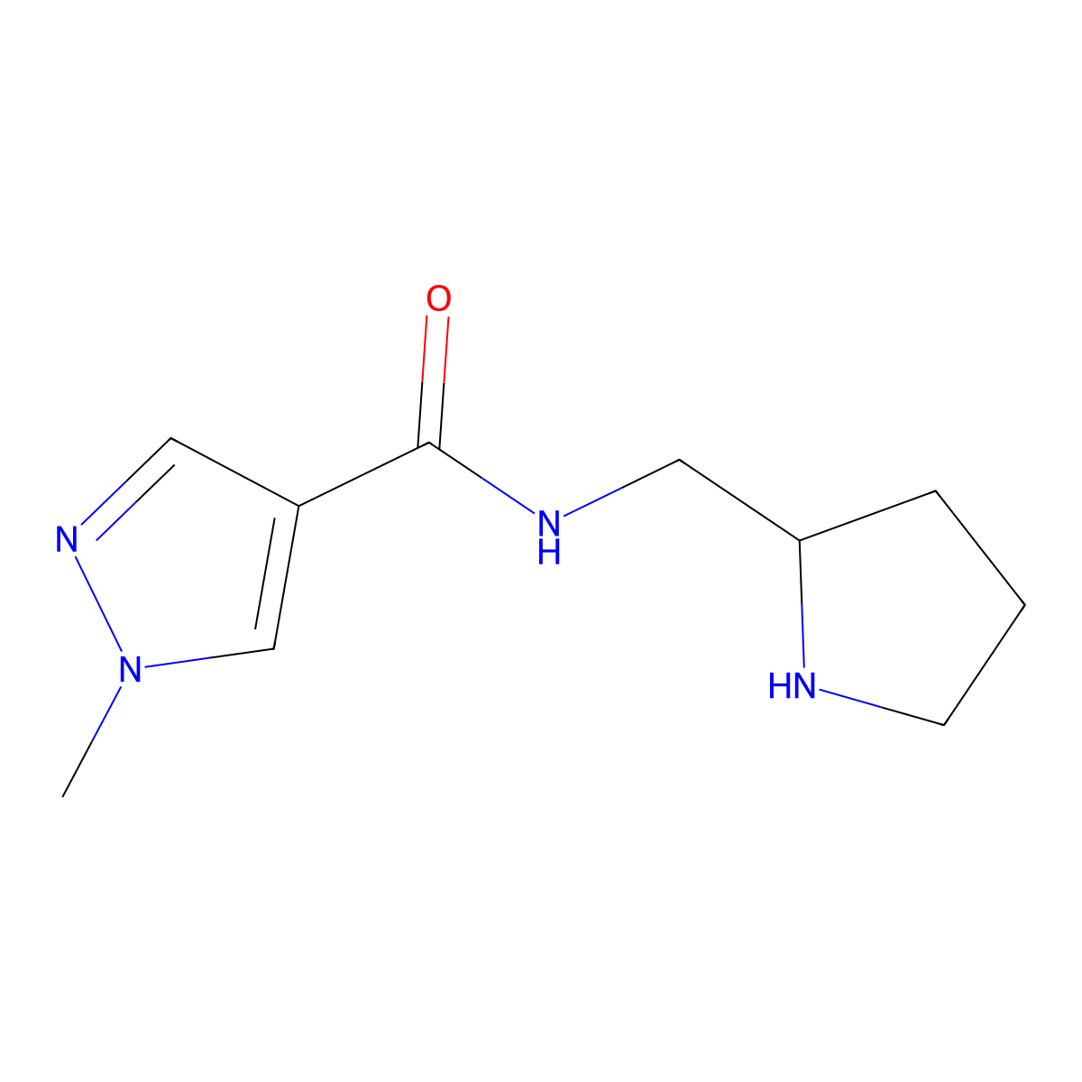 1-Methyl-N-[(pyrrolidin-2-yl)methyl]-1H-pyrazole-4-carboxamide molecular structure, CAS 1247475-90-6