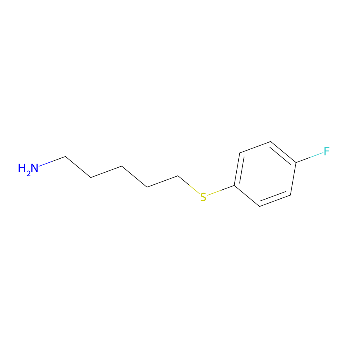 5-[(4-Fluorophenyl)sulfanyl]pentan-1-amine molecular structure, CAS 1247479-05-5