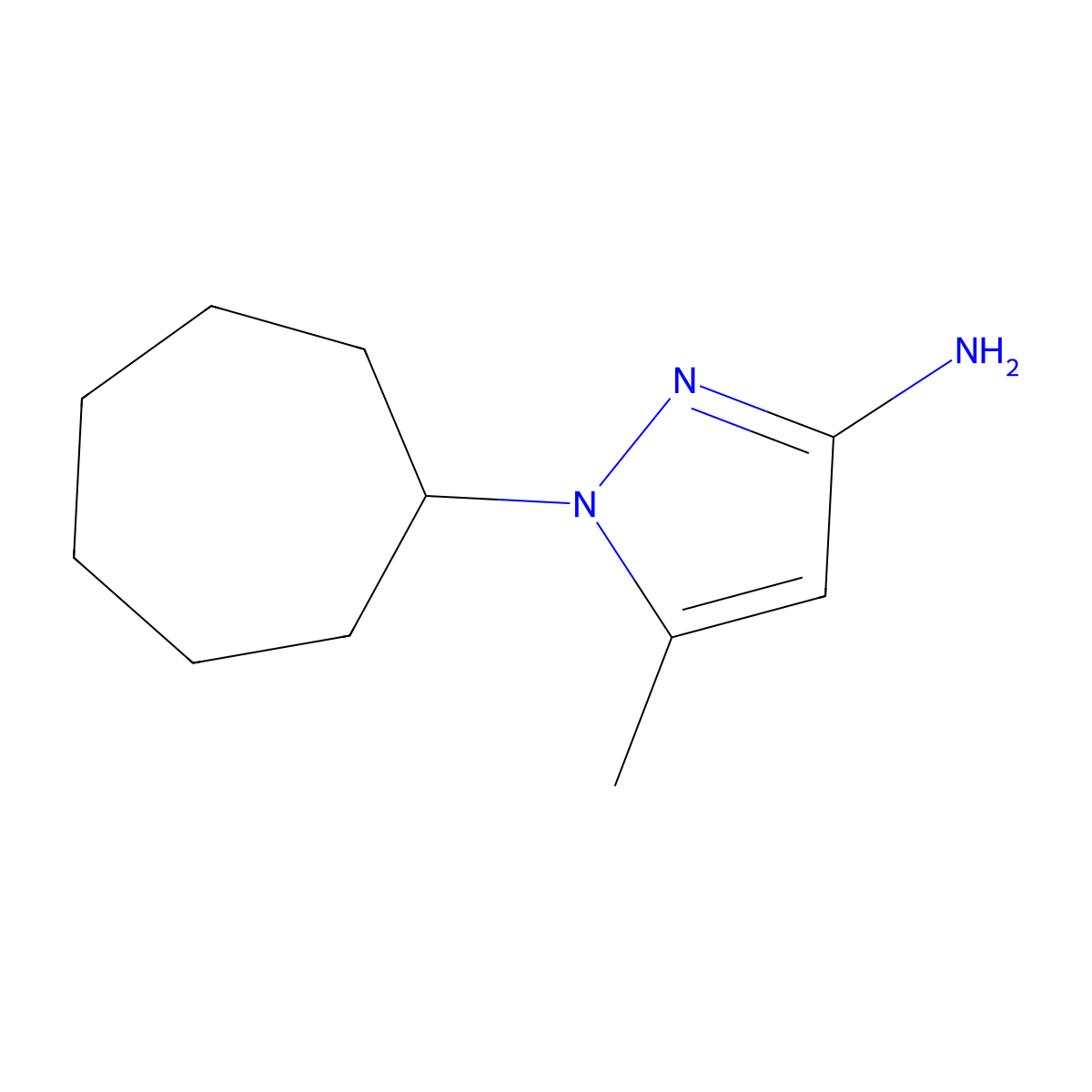 1-cycloheptyl-5-methyl-1H-pyrazol-3-amine molecular structure, CAS 1247486-66-3