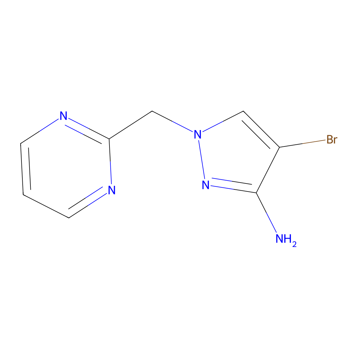 4-bromo-1-[(pyrimidin-2-yl)methyl]-1H-pyrazol-3-amine molecular structure, CAS 1247488-59-0