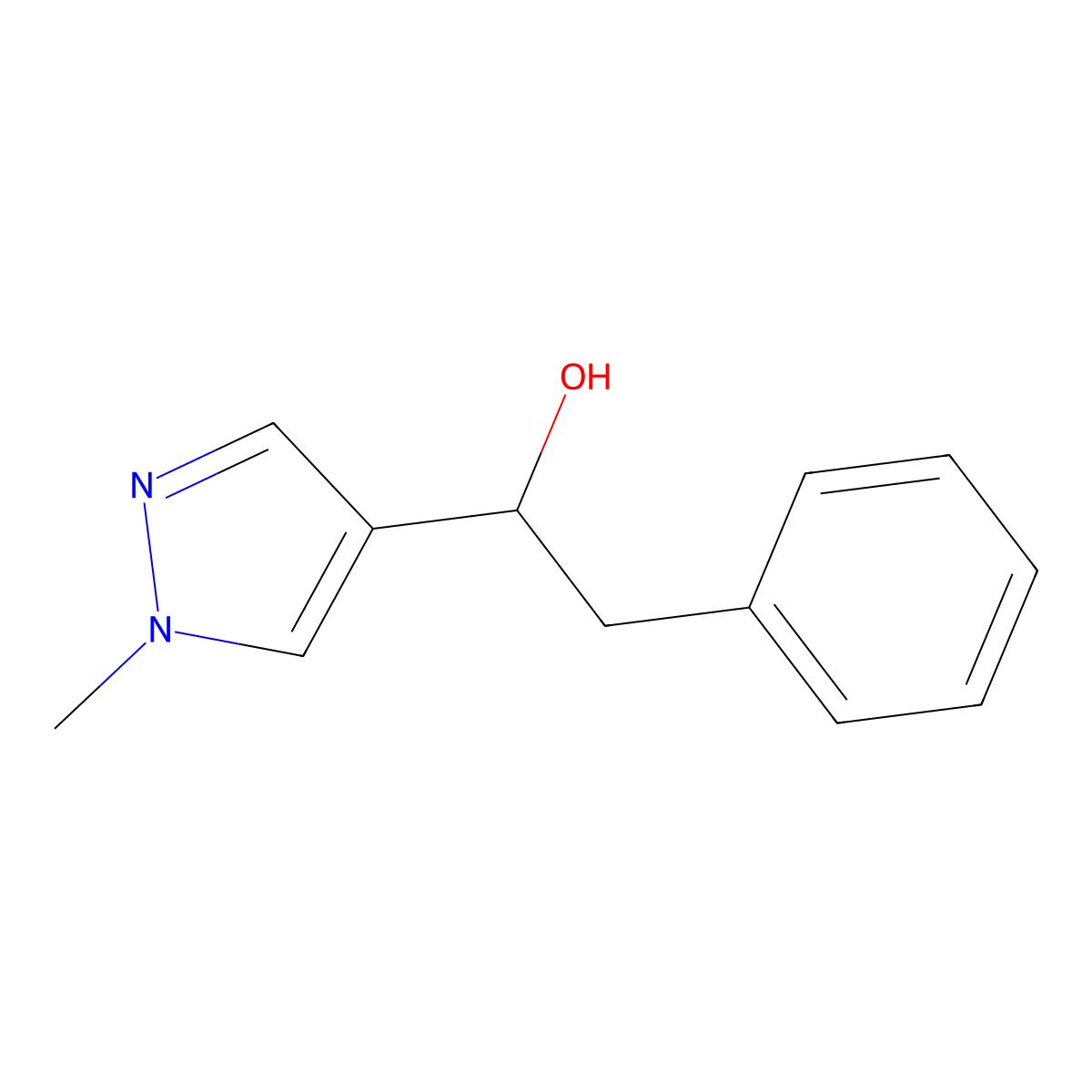 1-(1-methyl-1H-pyrazol-4-yl)-2-phenylethan-1-ol molecular structure, CAS 1247489-83-3