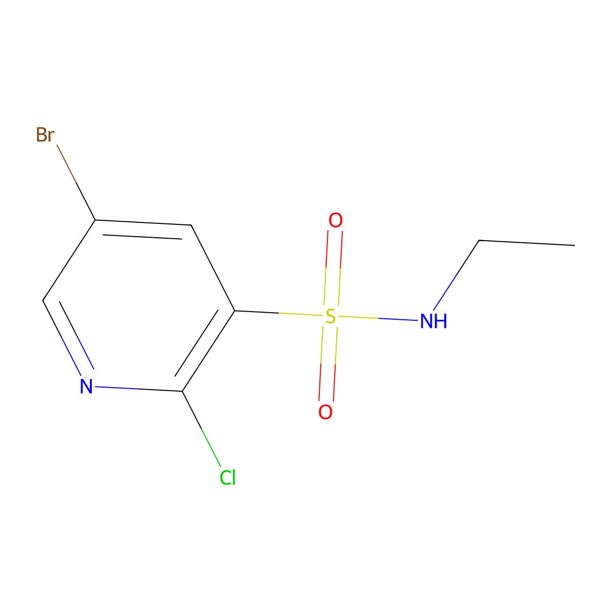 5-bromo-2-chloro-N-ethylpyridine-3-sulfonamide molecular structure, CAS 1247490-86-3