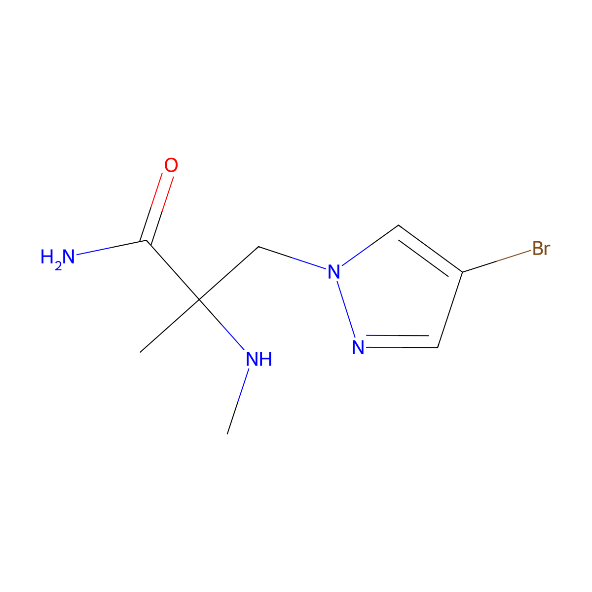 3-(4-Bromo-1h-pyrazol-1-yl)-2-methyl-2-(methylamino)propanamide molecular structure, CAS 1247491-28-6